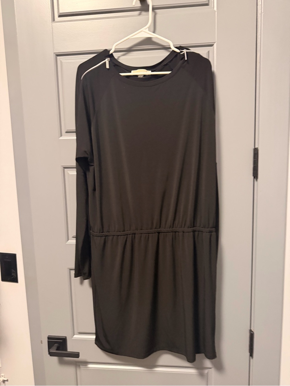 Michael Kors Black Long Sleeve Drawstring Waist Dress LARGE